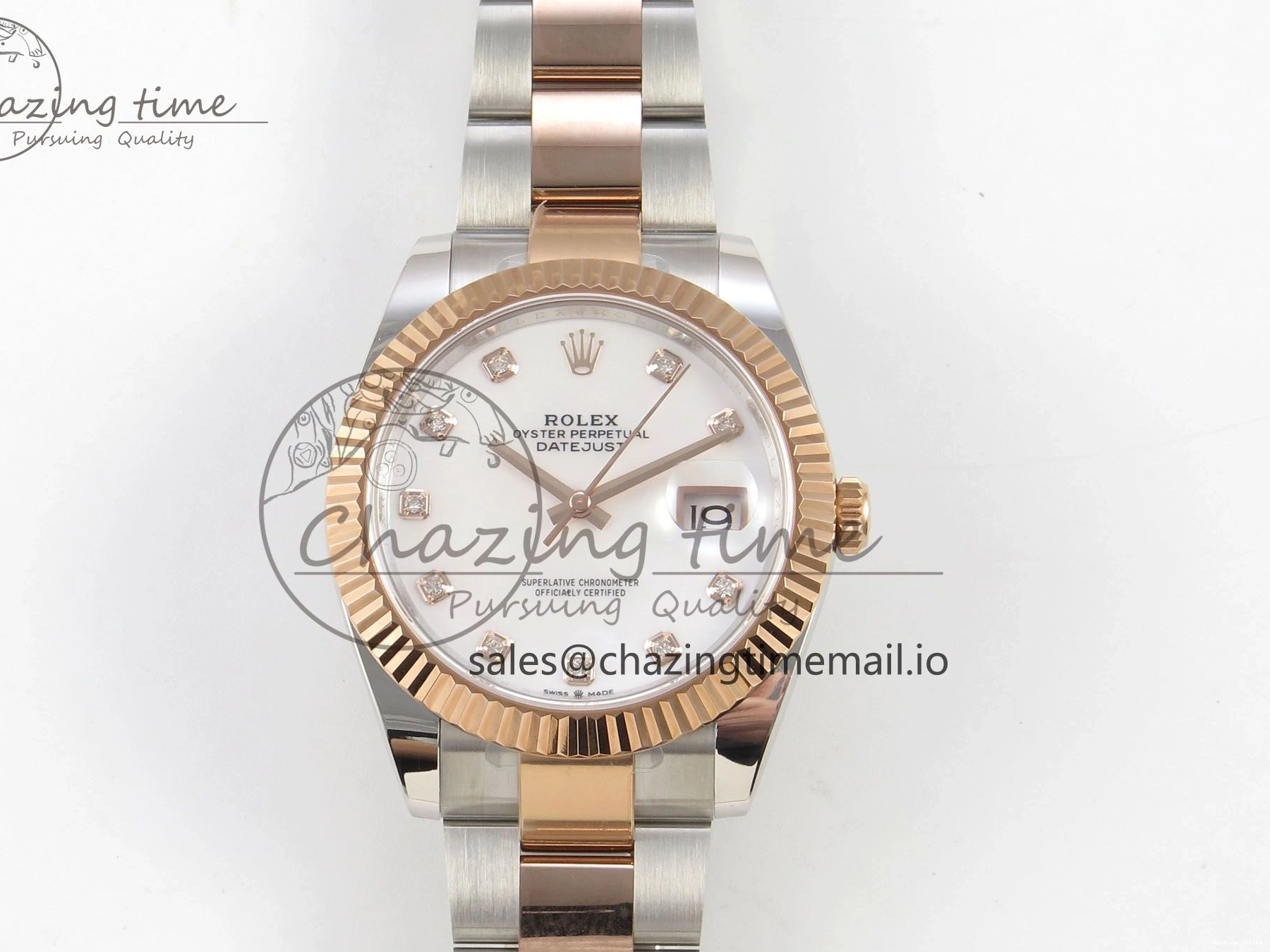 0208 DateJust 41 126331 SS RG ARF 1:1 Best Edition White MOP Diamonds Dial on Oyster Bracelet SH3235 (Weighted) UrbanChic 186